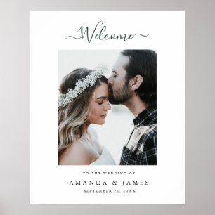 Póster Bienvenida a Boda fotográfico de guión verde