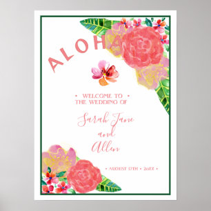 Póster Bienvenida a Boda hawaiano Aloha 2