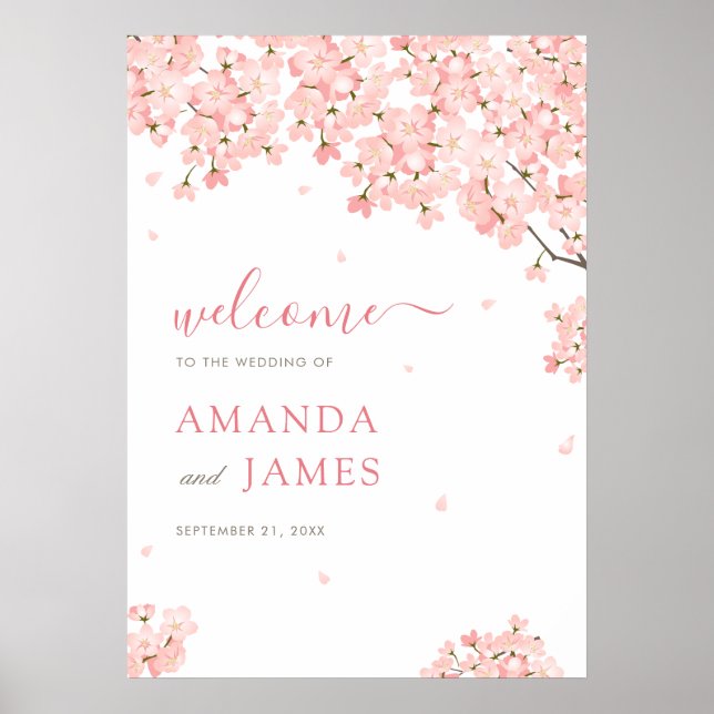 Póster Bienvenida a Boda japonés del florecimiento de cer (Frente)