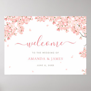 Póster Bienvenida a Boda japonés del florecimiento de cer