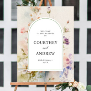 Póster Bienvenida a Boda Rustic Retro Wildflowers