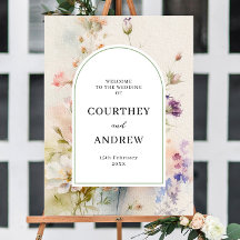 Bienvenida a Boda Rustic Retro Wildflowers