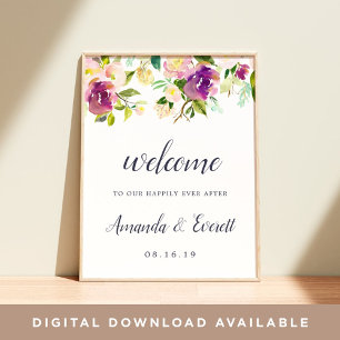 Póster Bienvenida a Boda Vibrant Bloom