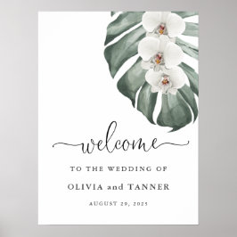 Póster Bienvenida a Bodas tropicales de Monstera