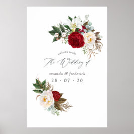 Póster Bienvenida a Boho Burgundy - Boda floral de Marsal