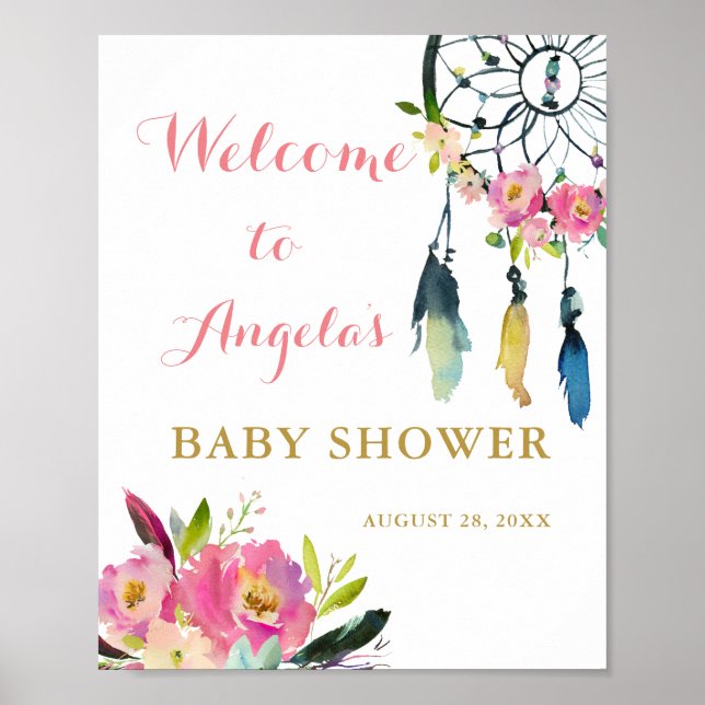 Póster Bienvenida a Boho Moda Floral Dream Catcher Baby S (Frente)