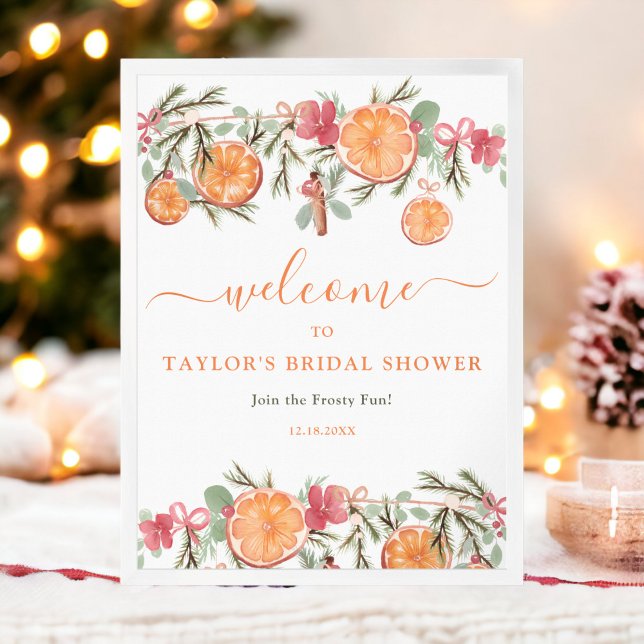 Póster Bienvenida a Boho Winter Dried Citrus Floral Brida (Boho Winter Dried Citrus Floral Bridal welcome Poster)