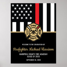 Póster Bienvenida a bombero de graduación de bombero con