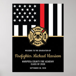 Póster Bienvenida a bombero de graduación de bombero con 