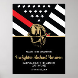 Póster Bienvenida a bombero del partido de graduación de