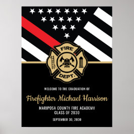 Póster Bienvenida a bomberos graduados de la Línea Roja