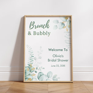 Póster Bienvenida a Brunch de Eucalipto & Bridal Shower B