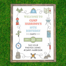 Póster Bienvenida a Camping Cualquier Fiesta de Cumpleaño