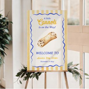 Póster Bienvenida a Cannoli Amarillo Azul Fiesta de Bebé 