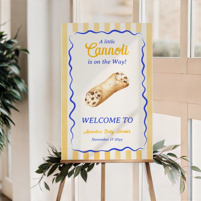 Póster Bienvenida a Cannoli Amarillo Azul Fiesta de Bebé  (Subido por el creador)