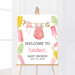 Póster Bienvenida a chica Popsicle Baby Shower