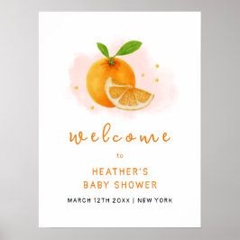 Póster Bienvenida a Citrus Baby Shower, Naranja dulce min