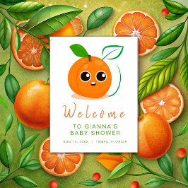 Póster Bienvenida a Clementine Naranja Fruit Baby Shower