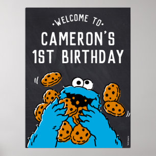 Póster Bienvenida a Cookie Monster Primer Cumpleaños