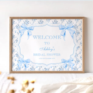 Póster Bienvenida a Coquette Elegant Blue Bow Bridal Show
