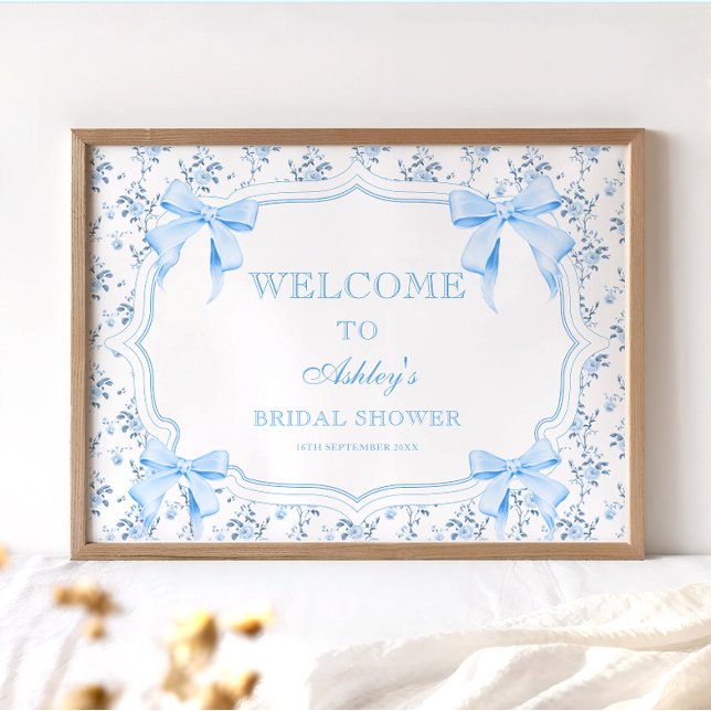 Póster Bienvenida a Coquette Elegant Blue Bow Bridal Show (Subido por el creador)