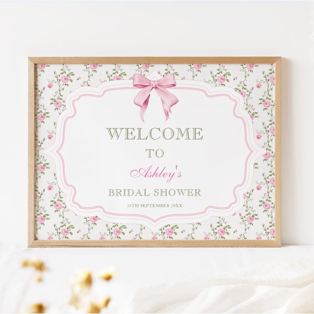 Póster Bienvenida a Coquette Elegant Pink Bow Bridal Show (Subido por el creador)