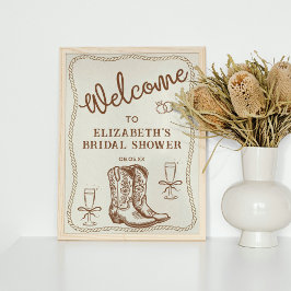 Póster Bienvenida a Cowgirl Western Boots de la mano dibu