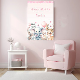 Póster Bienvenida a cumpleaños Chica de animales de Safar