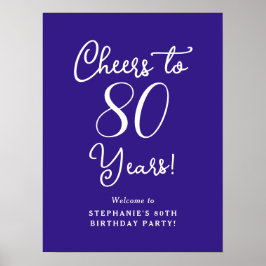 Póster Bienvenida a cumpleaños de morado a 80 años