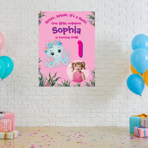 Póster Bienvenida a cumpleaños de Octopus floral cacique