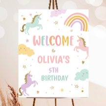 Bienvenida a cumpleaños de unicornio mágico Chica 