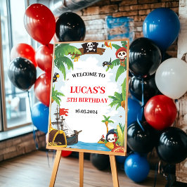 Póster Bienvenida a cumpleaños del Barco Pirata Infantil 