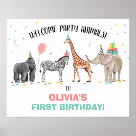 Póster Bienvenida a cumpleaños del Chica del zoológico Fi