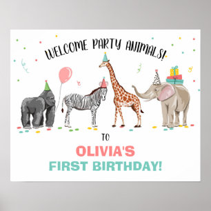 Póster Bienvenida a cumpleaños del Chica del zoológico Fi