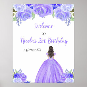 Póster Bienvenida a cumpleaños Morple Floral de la Prince