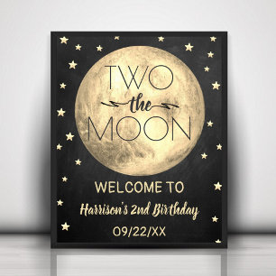 Póster Bienvenida a dos Fiestas de cumpleaños de la luna