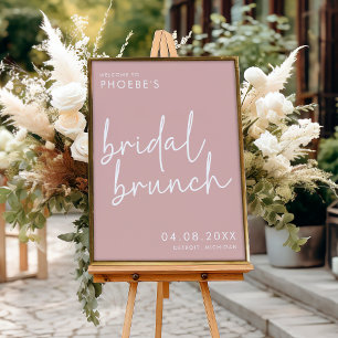 Póster Bienvenida a Dusty Pink Minimalista Bridal Brunch