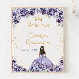 Póster Bienvenida a Dusty Purple Princess Quinceañera