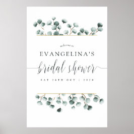 Póster Bienvenida a Eucalyptus Geometric Bridal Shower