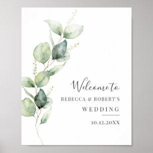 Póster Bienvenida a Eucalyptus Greenery Boda Botánico