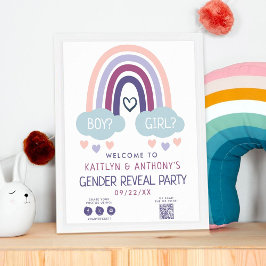 Póster Bienvenida a Fiesta con un pequeño arco iris