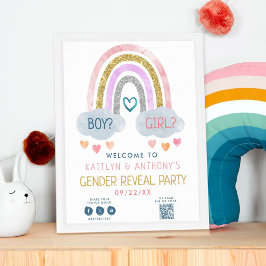 Póster Bienvenida a Fiesta con un pequeño arco iris