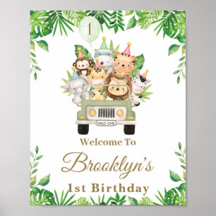 Póster Bienvenida a Fiesta de aventuras de coches Safari 