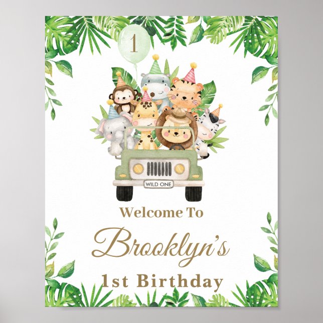 Póster Bienvenida a Fiesta de aventuras de coches Safari  (Frente)