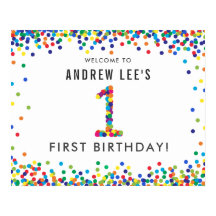 Bienvenida a fiesta de cumpleaños de 1 año en el a