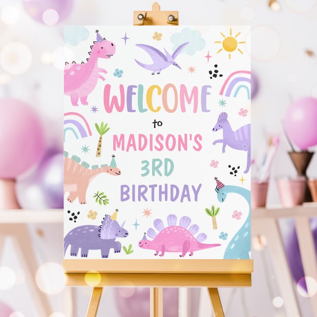 Póster Bienvenida a fiesta de cumpleaños de dinosaurios C (Subido por el creador)