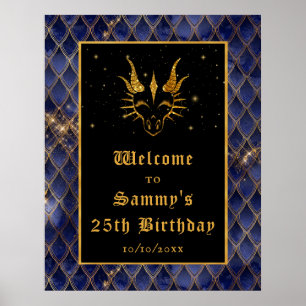 Póster Bienvenida a fiesta de cumpleaños de oro de Navy D