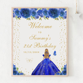 Póster Bienvenida a fiesta de cumpleaños del Chica Blue B