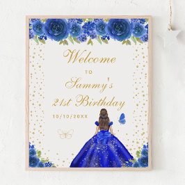 Póster Bienvenida a fiesta de cumpleaños del Chica Blue B
