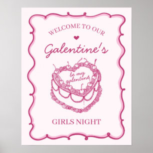 Póster Bienvenida a Fiesta de Galentines de Coquette Cher
